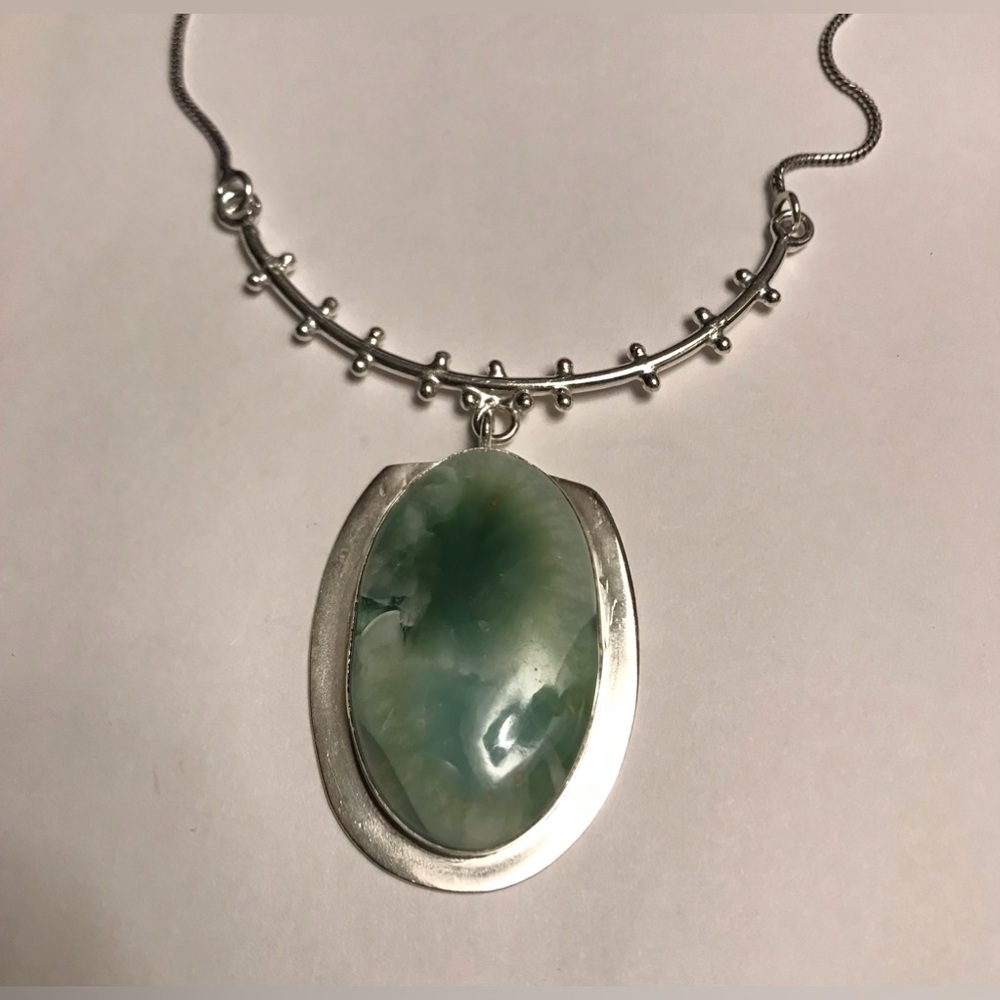 Hemimorphite Stamped 925 Sterling Silver Necklace
